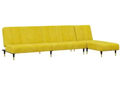 Set canapea 2 piese, galben, catifea - 2/5