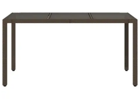 Masă de grădină cu blat din sticlă maro 150x90x75 cm, poliratan - 4/5