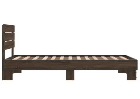 Cadru de pat, stejar maro, 90x190 cm, lemn prelucrat și metal - 5/5