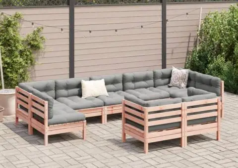 Set canapele grădină cu perne, 9 piese, lemn masiv brad douglas - 3/5