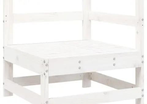 Set canapea de grădină, 5 piese, alb, lemn masiv de pin - 4/5