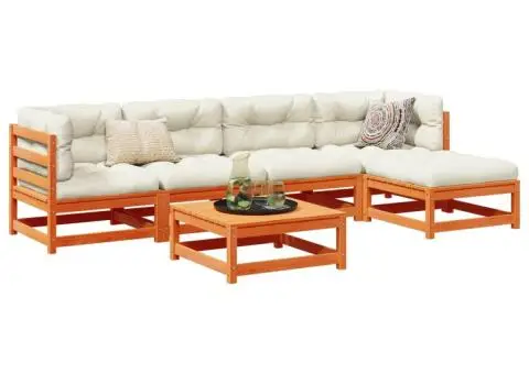 Set mobilier de grădină cu perne, 6 piese, lemn masiv de pin - 1/5