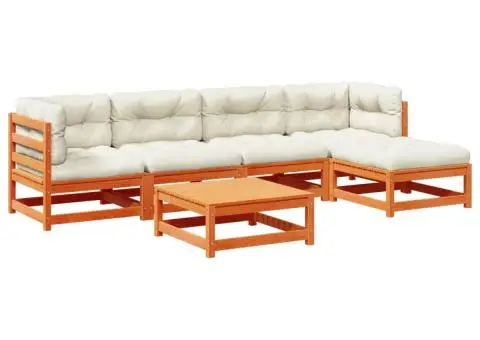 Set mobilier de grădină cu perne, 6 piese, lemn masiv de pin - 2/5