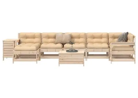 Set canapea de grădină, 9 piese, lemn masiv de pin - 1/5