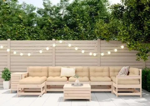 Set canapea de grădină, 9 piese, lemn masiv de pin - 3/5