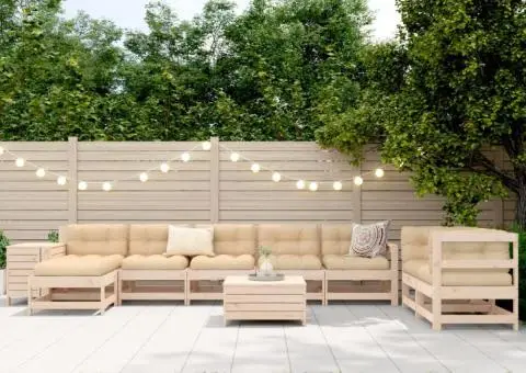 Set canapea de grădină, 10 piese, lemn masiv de pin - 3/5