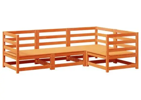 Set canapea de grădină, 4 piese, maro ceruit, lemn masiv de pin - 2/5