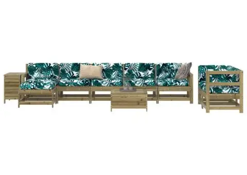 Set canapea de grădină, 10 piese, lemn de pin tratat - 1/5