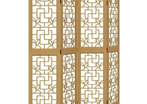 Paravan de cameră cu 4 panouri, maro, lemn masiv paulownia - 2/5