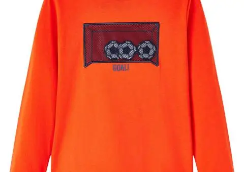 Tricou copii mâneci lungi, portocaliu aprins, 116 - 1/5