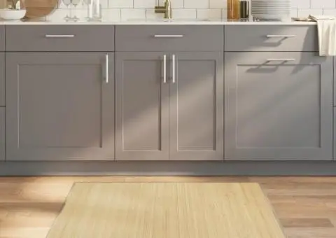 Covor pătrat, natural deschis, 100x100 cm, bambus - 1/5