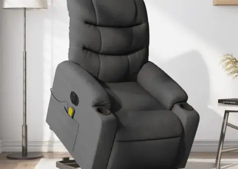 Fotoliu electric masaj rabatabil cu ridicare, gri închis textil - 1/5