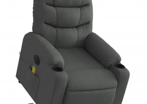 Fotoliu electric masaj rabatabil cu ridicare, gri închis textil - 3/5