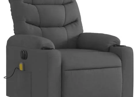 Fotoliu electric masaj rabatabil cu ridicare, gri închis textil - 4/5