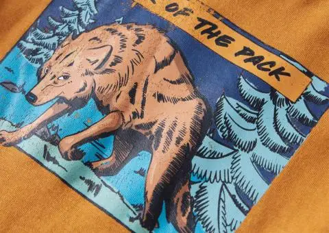 Tricou pentru copii cu mâneci lungi, ocru închis, 116 - 4/5