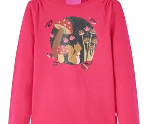 Tricou pentru copii cu mâneci lungi, roz aprins, 104