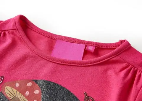 Tricou pentru copii cu mâneci lungi, roz aprins, 104 - 3/5