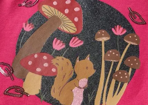 Tricou pentru copii cu mâneci lungi, roz aprins, 104 - 4/5