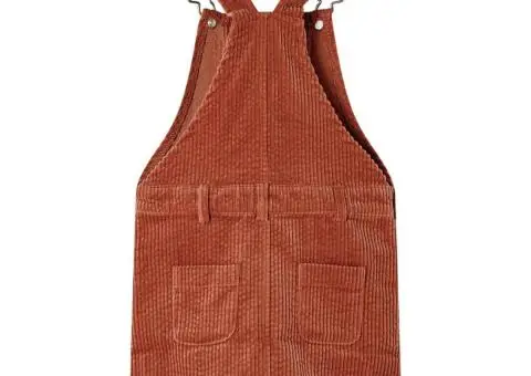 Rochie salopetă pentru copii, velur, coniac, 116 - 2/5