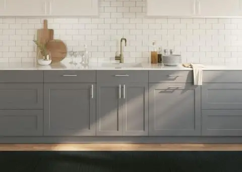 Covor dreptunghiular, gri, 100x400 cm, bambus - 1/5