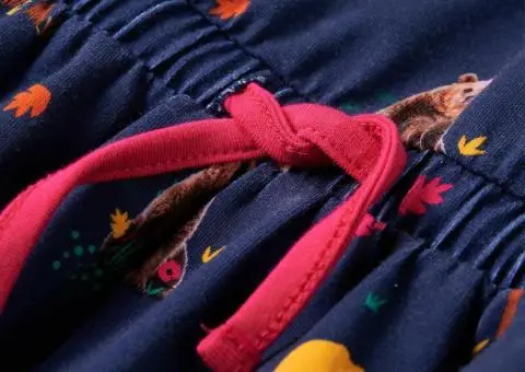 Rochie de copii cu mâneci lungi și șnur bleumarin 140 - 5/5