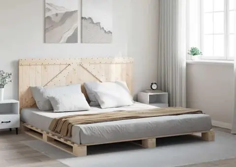 Cadru de pat cu tăblie, 180x200 cm, lemn masiv de pin - 1/5