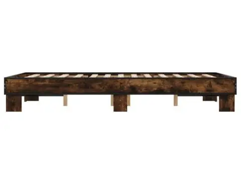 Cadru de pat, stejar afumat 140x190 cm lemn prelucrat și metal - 5/5