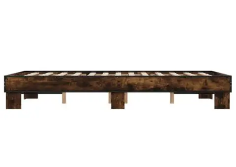 Cadru de pat, stejar maro, 140x190 cm, lemn prelucrat și metal - 5/5