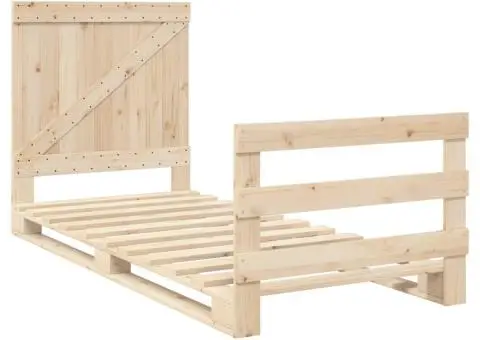 Cadru de pat cu tăblie, 90x200 cm, lemn masiv de pin - 3/5