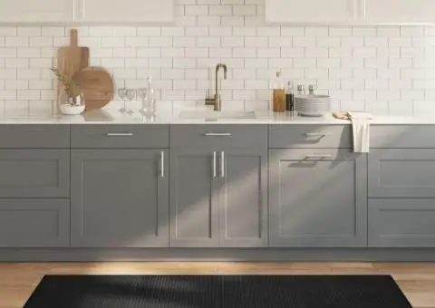 Covor dreptunghiular, gri, 80x200 cm, bambus - 1/5