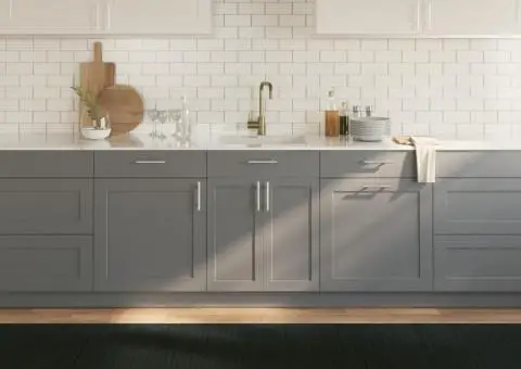 Covor dreptunghiular, gri, 100x300 cm, bambus - 1/5