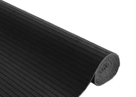 Covor dreptunghiular, negru, 80x500 cm, bambus - 4/5