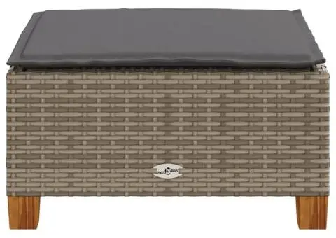 Taburet de grădină cu pernă, gri, 63,5x56x32 cm, poliratan - 5/5