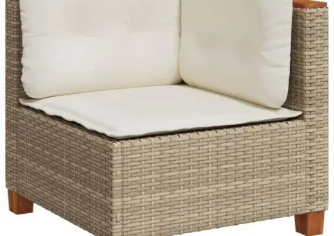 Canapea de colț de grădină cu perne, bej, poliratan - 2/5