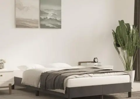 Cadru de pat fără saltea Gri închis 120x190 cm catifea - 1/5