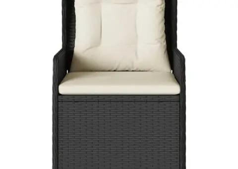 Scaune de grădină rabatabile, 2 buc., negru, poliratan - 5/5