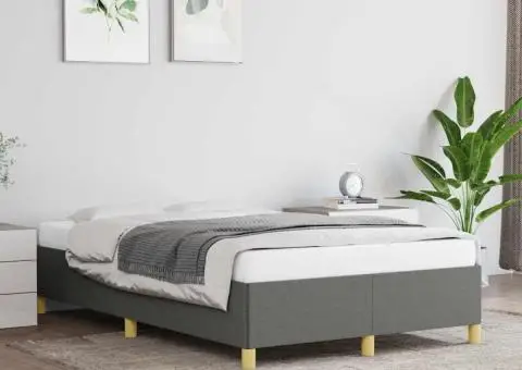 Cadru de pat fără saltea gri închis 120x190 cm țesătură - 1/5