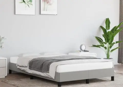 Cadru de pat fără saltea țesătură gri deschis 120x190 cm - 1/5