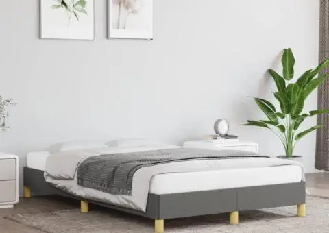 Cadru de pat fără saltea gri închis 120x190 cm țesătură - 1/5