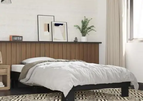 Cadru de pat, negru, 100x200 cm, lemn prelucrat și metal - 1/5