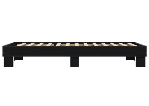 Cadru de pat, negru, 100x200 cm, lemn prelucrat și metal - 5/5