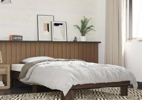 Cadru de pat, stejar maro, 90x190 cm, lemn prelucrat și metal - 1/5