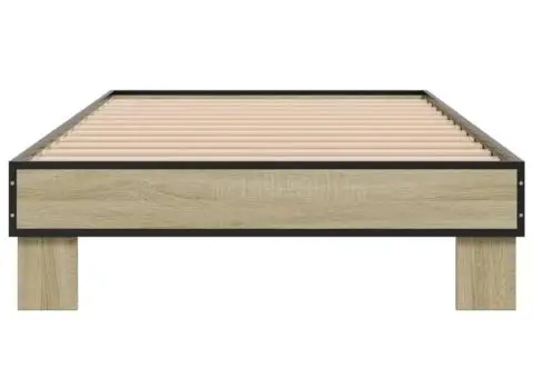 Cadru de pat, stejar sonoma, 75x190 cm, lemn prelucrat și metal - 4/5