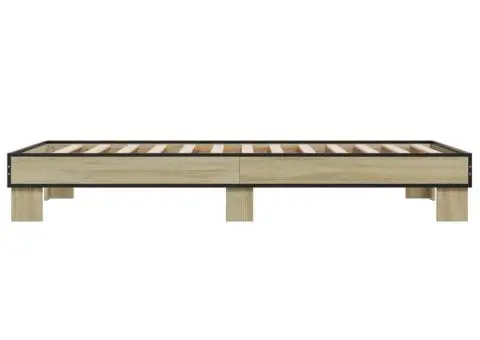 Cadru de pat, stejar sonoma, 75x190 cm, lemn prelucrat și metal - 5/5