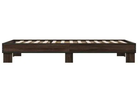 Cadru de pat, stejar maro, 100x200 cm, lemn prelucrat și metal - 5/5