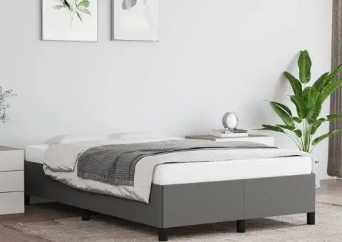 Cadru de pat fără saltea gri închis 120x190 cm țesătură - 1/5