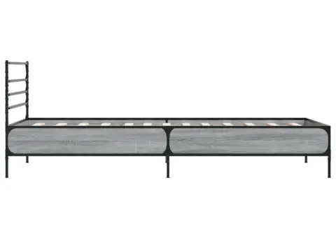 Cadru de pat, gri sonoma, 90x190 cm, lemn prelucrat și metal - 5/5