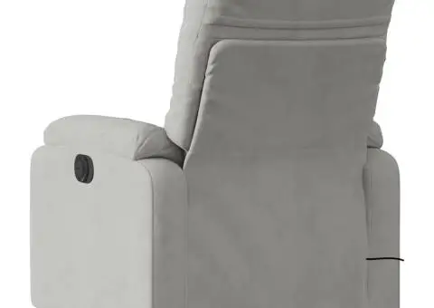 Fotoliu de masaj rabatabil electric cu ridicare gri, microfibră - 5/5