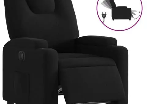 Fotoliu rabatabil electric, negru, material textil - 2/5