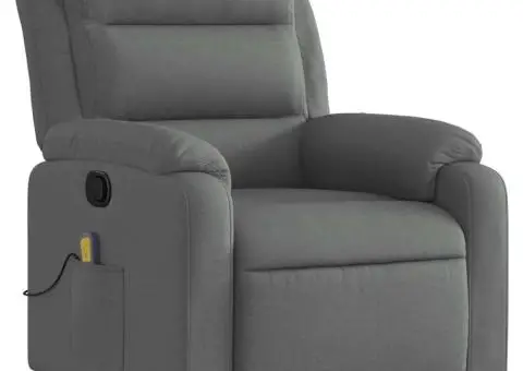 Fotoliu de masaj rabatabil cu ridicare, gri închis, textil - 4/5